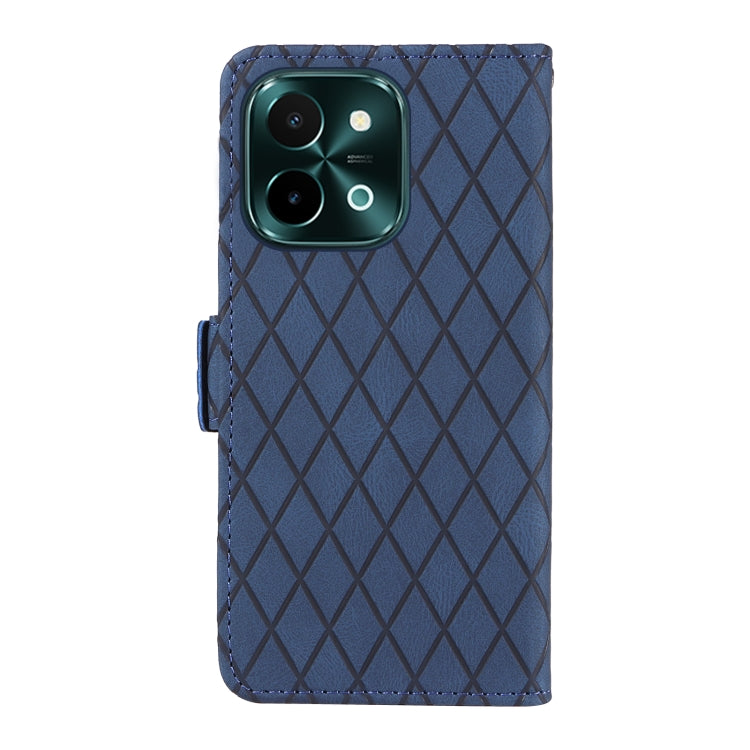 For vivo Y28 4G Dual-color Rhombic Lattice Leather Phone Case