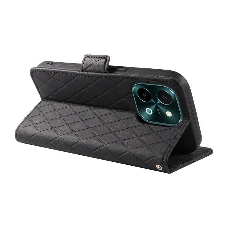 For vivo Y28 4G Dual-color Rhombic Lattice Leather Phone Case