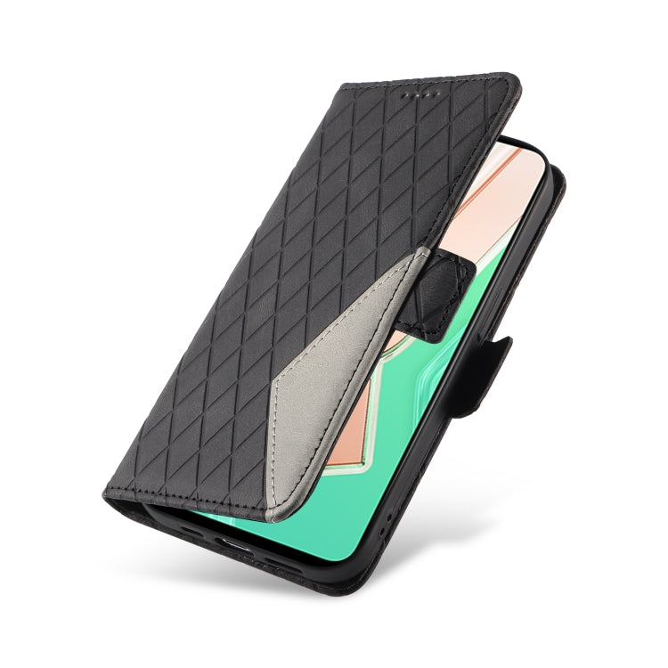 For vivo Y28 4G Dual-color Rhombic Lattice Leather Phone Case