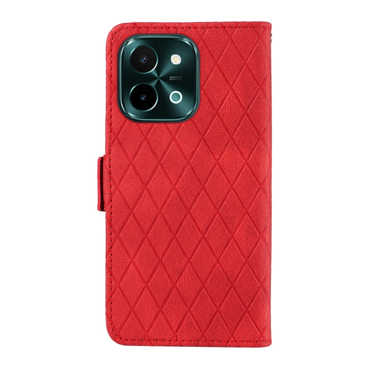 For vivo Y28 4G Dual-color Rhombic Lattice Leather Phone Case