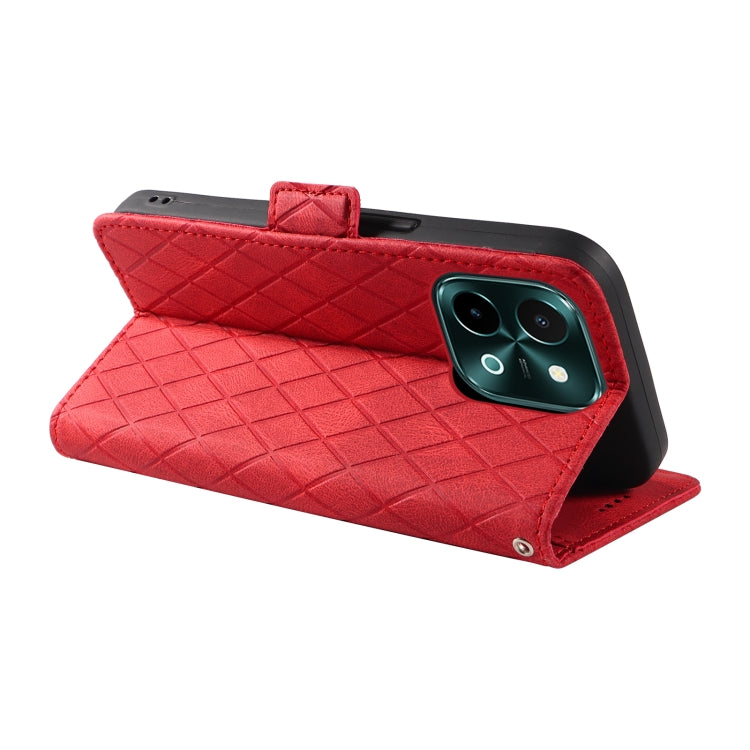 For vivo Y28 4G Dual-color Rhombic Lattice Leather Phone Case
