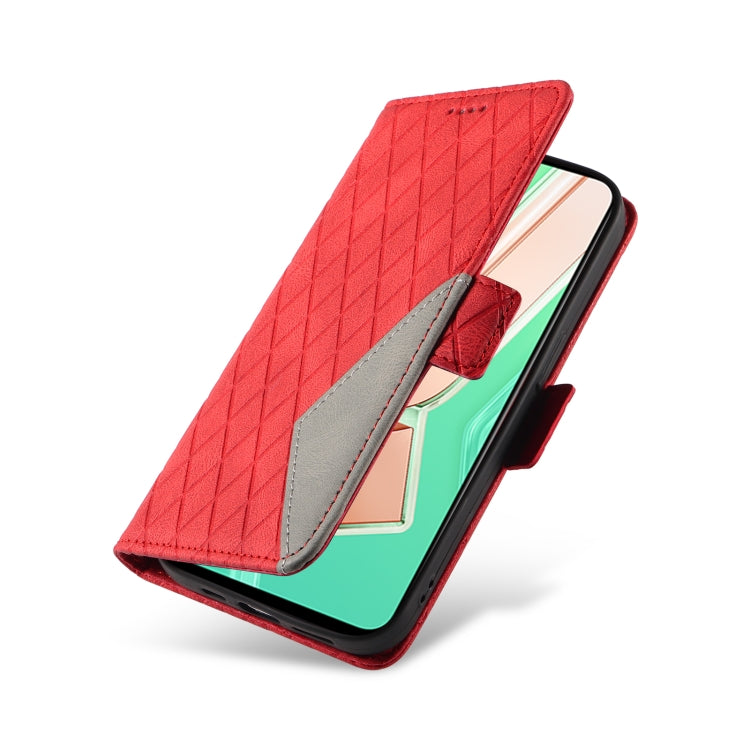 For vivo Y28 4G Dual-color Rhombic Lattice Leather Phone Case