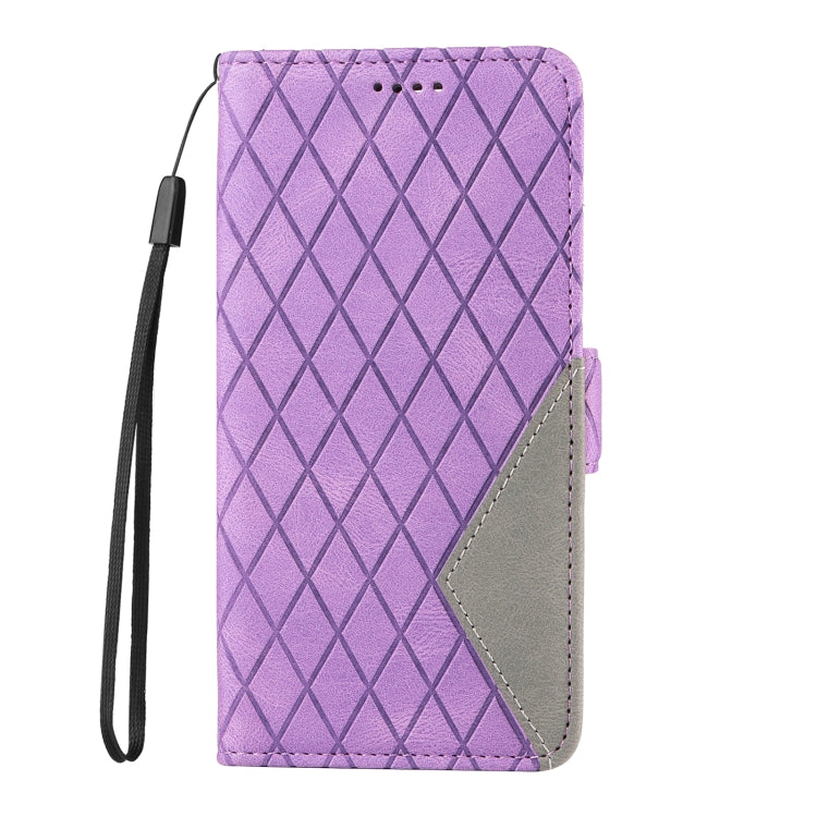 For vivo Y28 4G Dual-color Rhombic Lattice Leather Phone Case