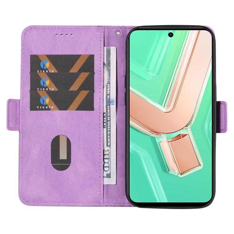 For vivo Y28 4G Dual-color Rhombic Lattice Leather Phone Case