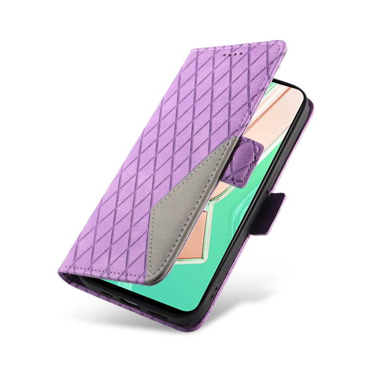 For vivo Y28 4G Dual-color Rhombic Lattice Leather Phone Case