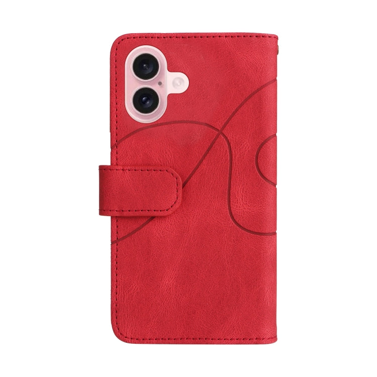 For iPhone 16 Dual-color 9 Card Slots Zipper Wallet Leather Phone Case