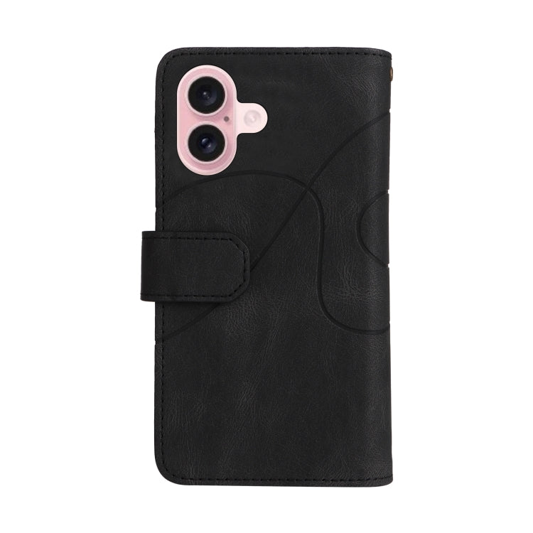 For iPhone 16 Dual-color 9 Card Slots Zipper Wallet Leather Phone Case