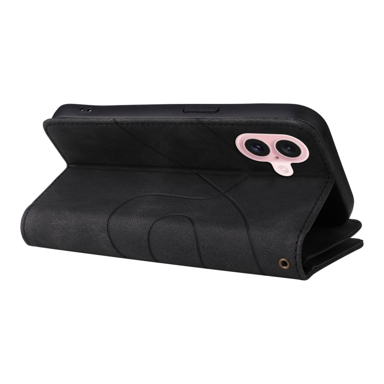 For iPhone 16 Dual-color 9 Card Slots Zipper Wallet Leather Phone Case