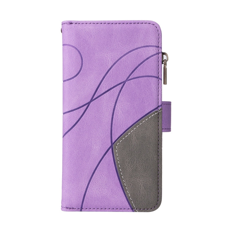 For iPhone 16 Dual-color 9 Card Slots Zipper Wallet Leather Phone Case