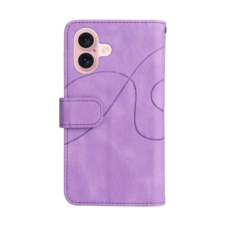 For iPhone 16 Dual-color 9 Card Slots Zipper Wallet Leather Phone Case