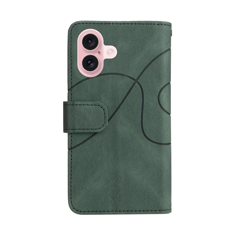For iPhone 16 Dual-color 9 Card Slots Zipper Wallet Leather Phone Case
