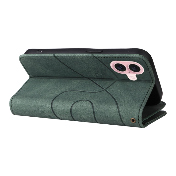 For iPhone 16 Dual-color 9 Card Slots Zipper Wallet Leather Phone Case