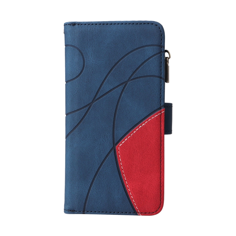 For iPhone 16 Dual-color 9 Card Slots Zipper Wallet Leather Phone Case