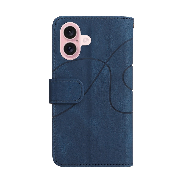 For iPhone 16 Dual-color 9 Card Slots Zipper Wallet Leather Phone Case