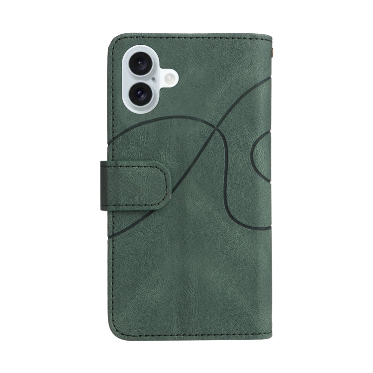 For iPhone 16 Plus Dual-color 9 Card Slots Zipper Wallet Leather Phone Case