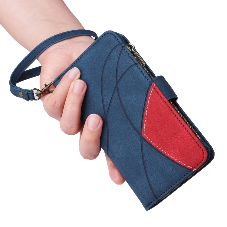 For iPhone 16 Plus Dual-color 9 Card Slots Zipper Wallet Leather Phone Case