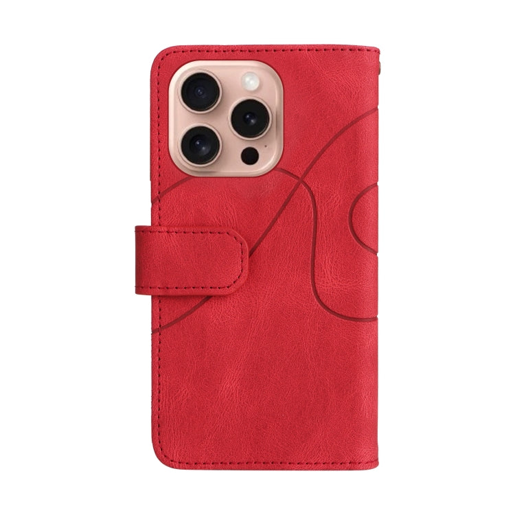 For iPhone 16 Pro Dual-color 9 Card Slots Zipper Wallet Leather Phone Case
