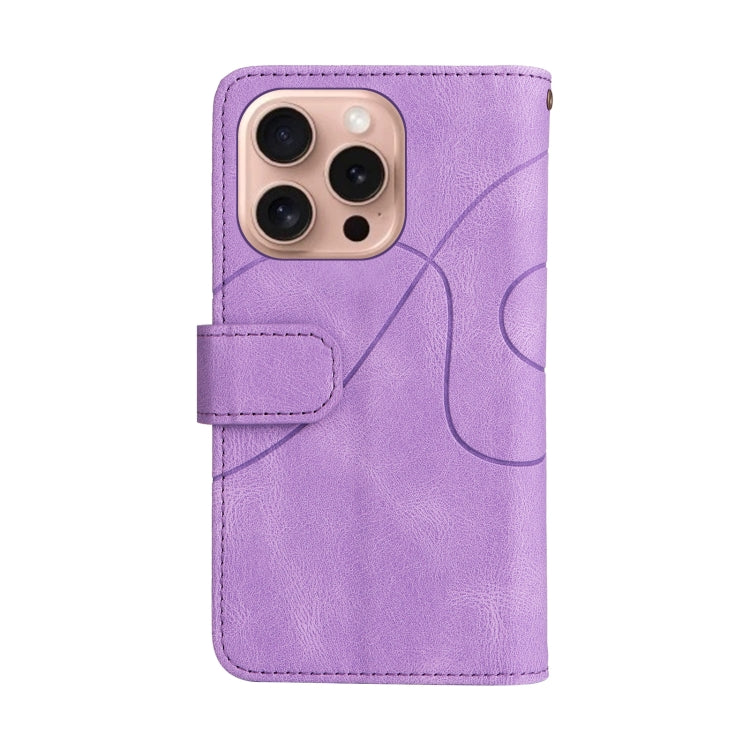 For iPhone 16 Pro Dual-color 9 Card Slots Zipper Wallet Leather Phone Case
