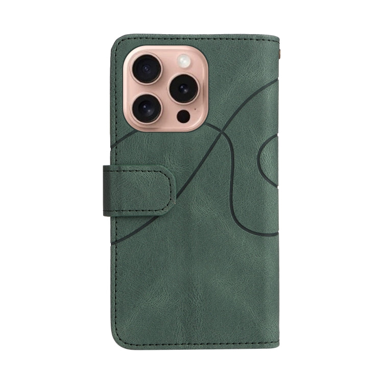 For iPhone 16 Pro Dual-color 9 Card Slots Zipper Wallet Leather Phone Case