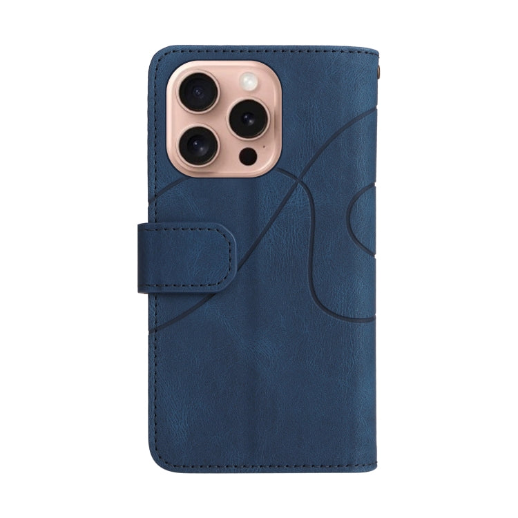 For iPhone 16 Pro Dual-color 9 Card Slots Zipper Wallet Leather Phone Case
