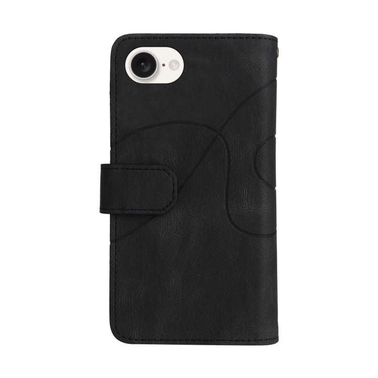 For iPhone 17e / 16e Dual-color 9 Card Slots Zipper Wallet Leather Phone Case