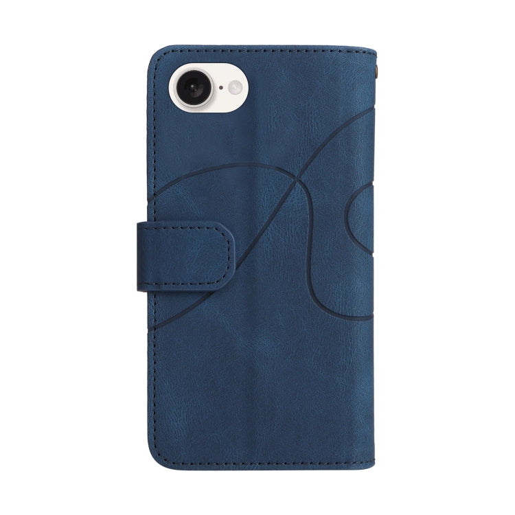 For iPhone 17e / 16e Dual-color 9 Card Slots Zipper Wallet Leather Phone Case