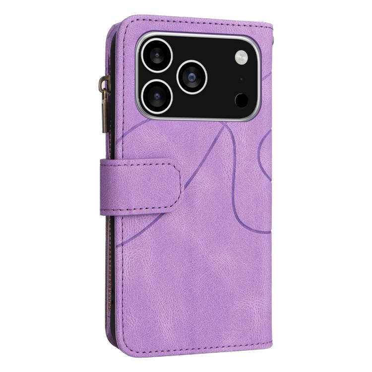 For iPhone 17 Pro Dual-color 9 Card Slots Zipper Wallet Leather Phone Case