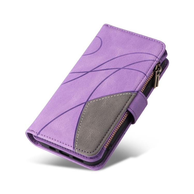 For iPhone 17 Pro Dual-color 9 Card Slots Zipper Wallet Leather Phone Case