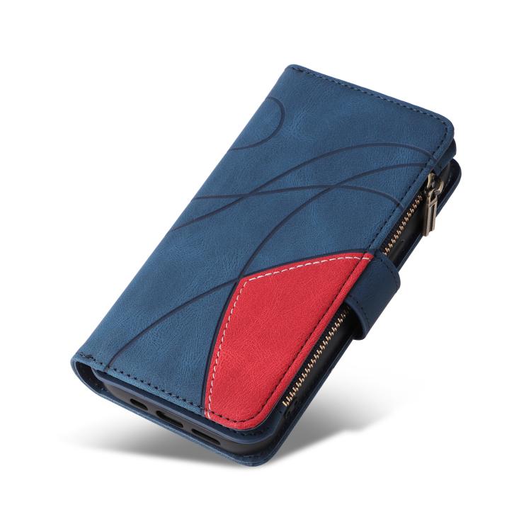 For iPhone 17 Pro Dual-color 9 Card Slots Zipper Wallet Leather Phone Case