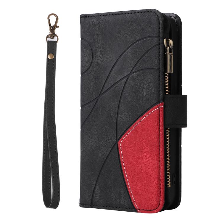 For iPhone 17 Pro Max Dual-color 9 Card Slots Zipper Wallet Leather Phone Case