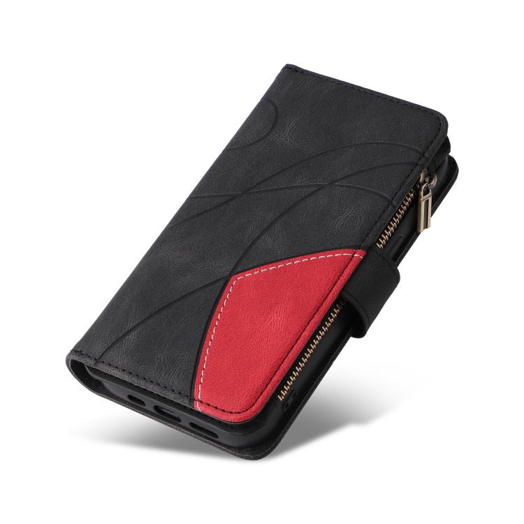 For iPhone 17 Pro Max Dual-color 9 Card Slots Zipper Wallet Leather Phone Case