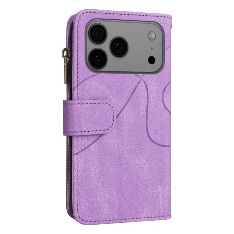 For iPhone 17 Pro Max Dual-color 9 Card Slots Zipper Wallet Leather Phone Case