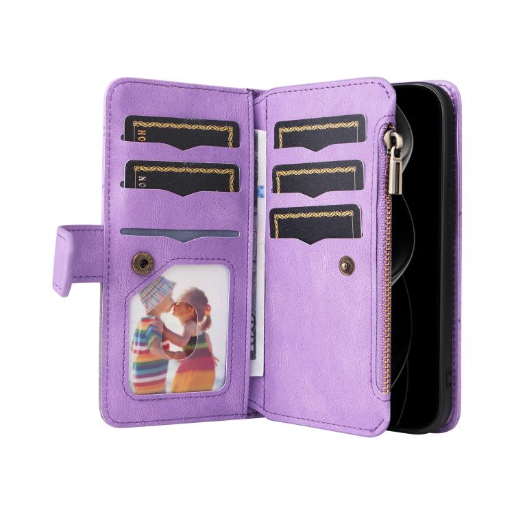 For iPhone 17 Pro Max Dual-color 9 Card Slots Zipper Wallet Leather Phone Case