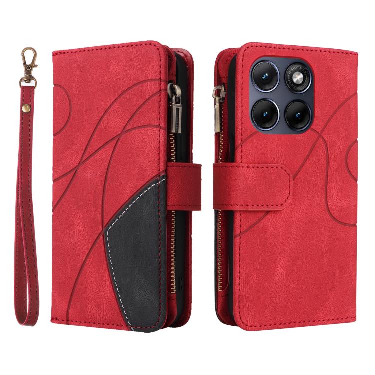 For Motorola Edge 70 Fusion 5G Dual-color 9 Card Slots Zipper Wallet Leather Phone Case