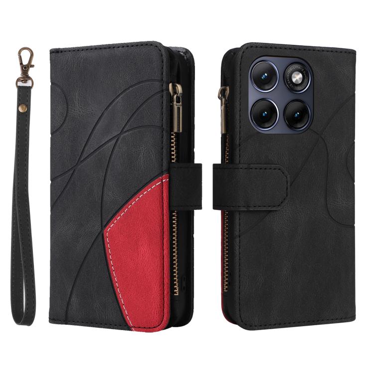 For Motorola Edge 70 Fusion 5G Dual-color 9 Card Slots Zipper Wallet Leather Phone Case