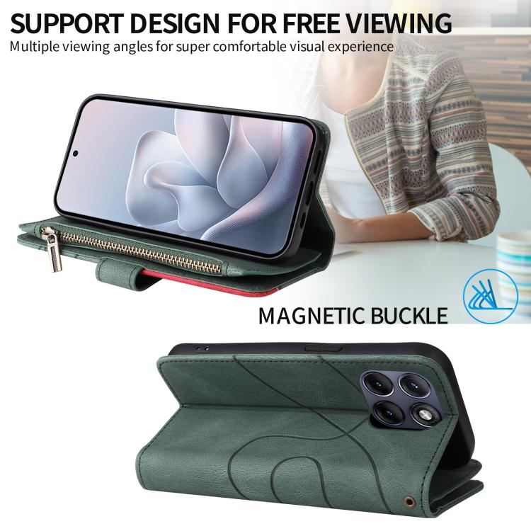 For Motorola Edge 70 Fusion 5G Dual-color 9 Card Slots Zipper Wallet Leather Phone Case