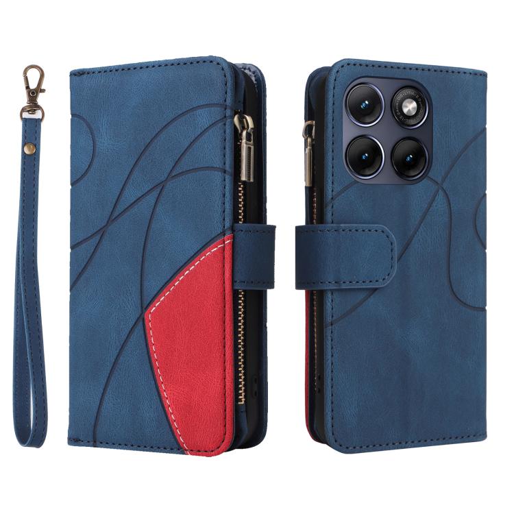 For Motorola Edge 70 Fusion 5G Dual-color 9 Card Slots Zipper Wallet Leather Phone Case