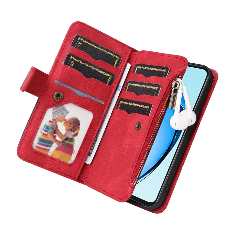 For OPPO A60 4G Dual-color 9 Card Slots Zipper Wallet Leather Phone Case