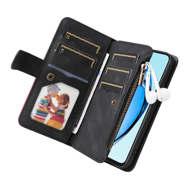 For OPPO A60 4G Dual-color 9 Card Slots Zipper Wallet Leather Phone Case
