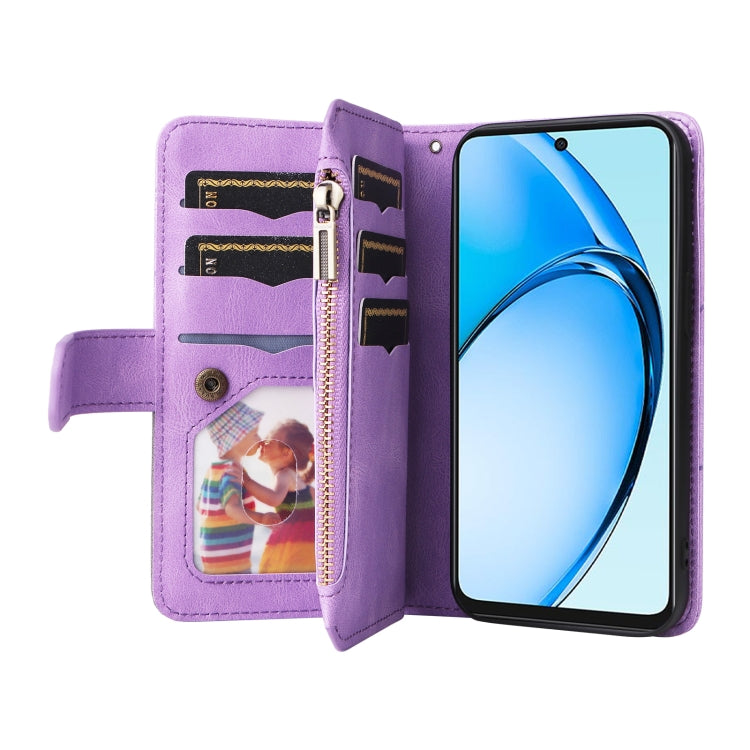 For OPPO A60 4G Dual-color 9 Card Slots Zipper Wallet Leather Phone Case