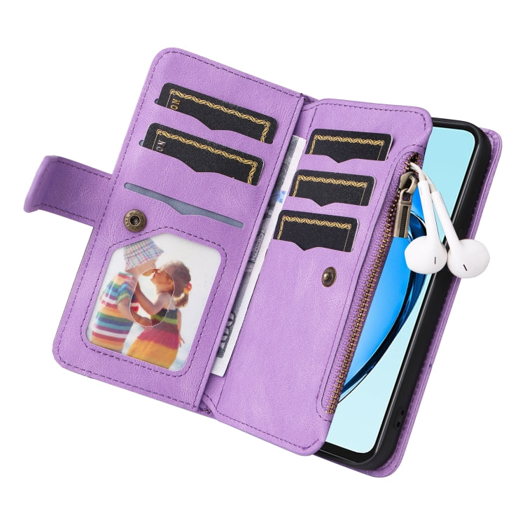 For OPPO A60 4G Dual-color 9 Card Slots Zipper Wallet Leather Phone Case