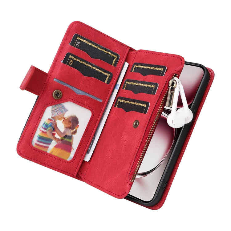 For OPPO Reno12 Pro Global Dual-color 9 Card Slots Zipper Wallet Leather Phone Case