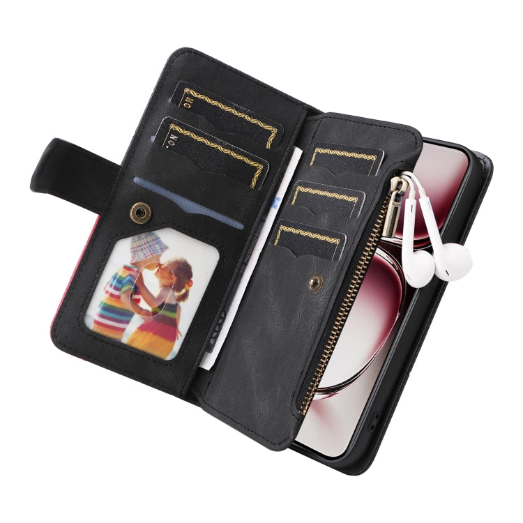 For OPPO Reno12 Pro Global Dual-color 9 Card Slots Zipper Wallet Leather Phone Case
