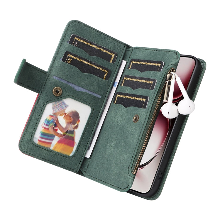 For OPPO Reno12 Pro Global Dual-color 9 Card Slots Zipper Wallet Leather Phone Case