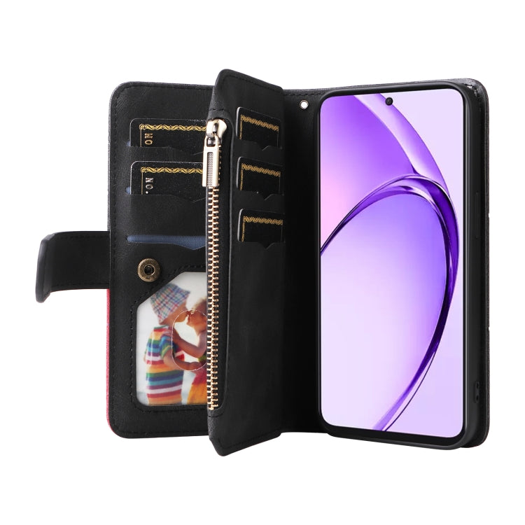 For OPPO A3 Pro 5G / A3 Pro India Dual-color 9 Card Slots Zipper Wallet Leather Phone Case