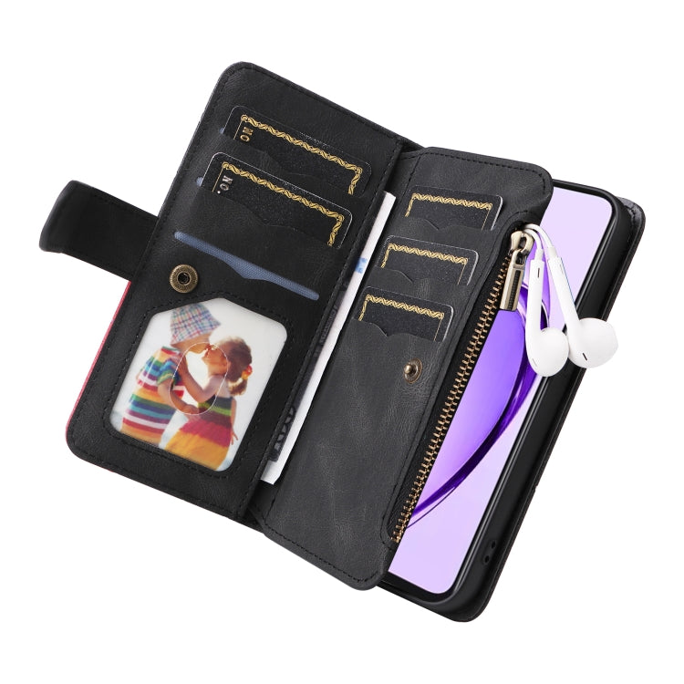 For OPPO A3 Pro 5G / A3 Pro India Dual-color 9 Card Slots Zipper Wallet Leather Phone Case