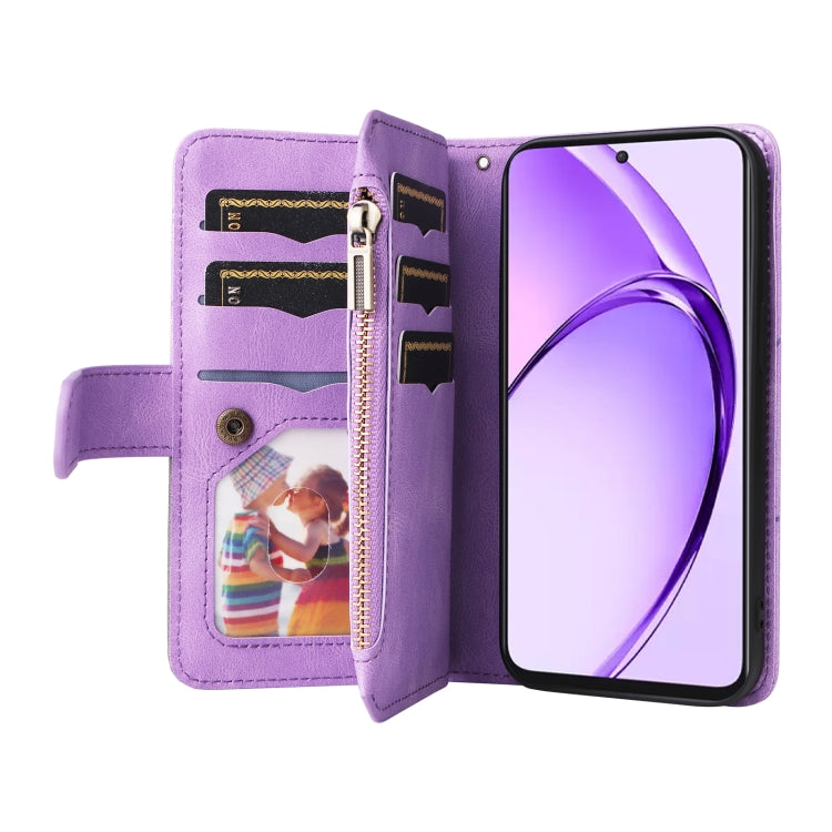 For OPPO A3 Pro 5G / A3 Pro India Dual-color 9 Card Slots Zipper Wallet Leather Phone Case