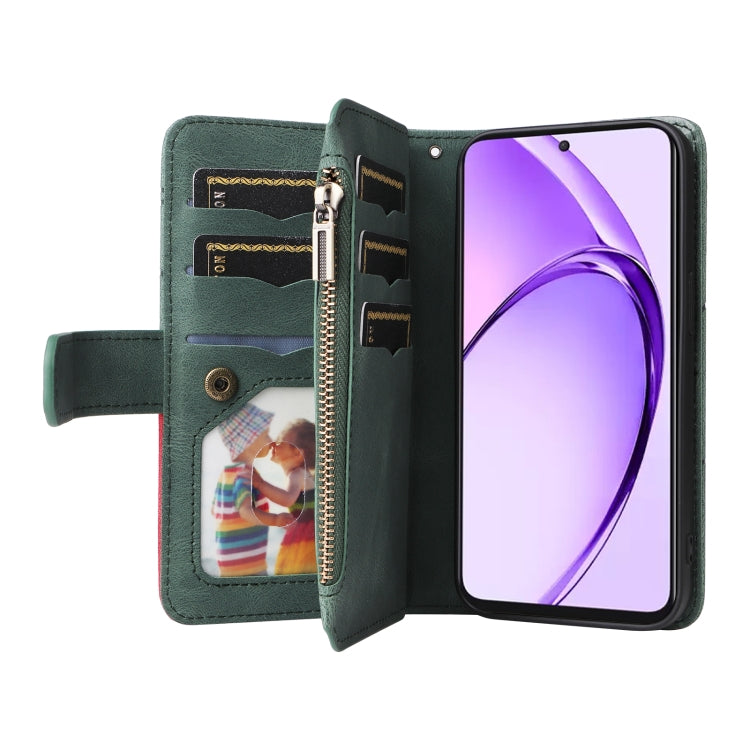 For OPPO A3 Pro 5G / A3 Pro India Dual-color 9 Card Slots Zipper Wallet Leather Phone Case
