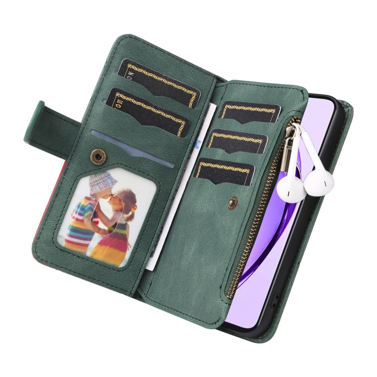 For OPPO A3 Pro 5G / A3 Pro India Dual-color 9 Card Slots Zipper Wallet Leather Phone Case
