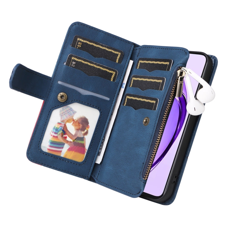 For OPPO A3 Pro 5G / A3 Pro India Dual-color 9 Card Slots Zipper Wallet Leather Phone Case